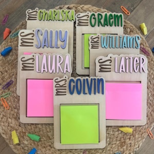 Teacher Christmas Gift, Teacher Gift, Personalized Sticky Note Holder, Teacher sticky Note Holder