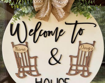 Christmas Gift for Grandparents | Grandparent Door Hanger | Gift for Grandparents |Front Door Decor | Year Round Door Hanger
