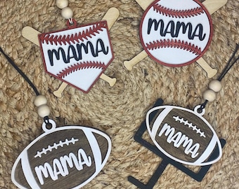 Sports Mama Car Charm, Rearview Mirror Hanging, Baseball Mama Car Charm, Football Mama Car Charm, Golf Car Charm, Mothers Day Gift
