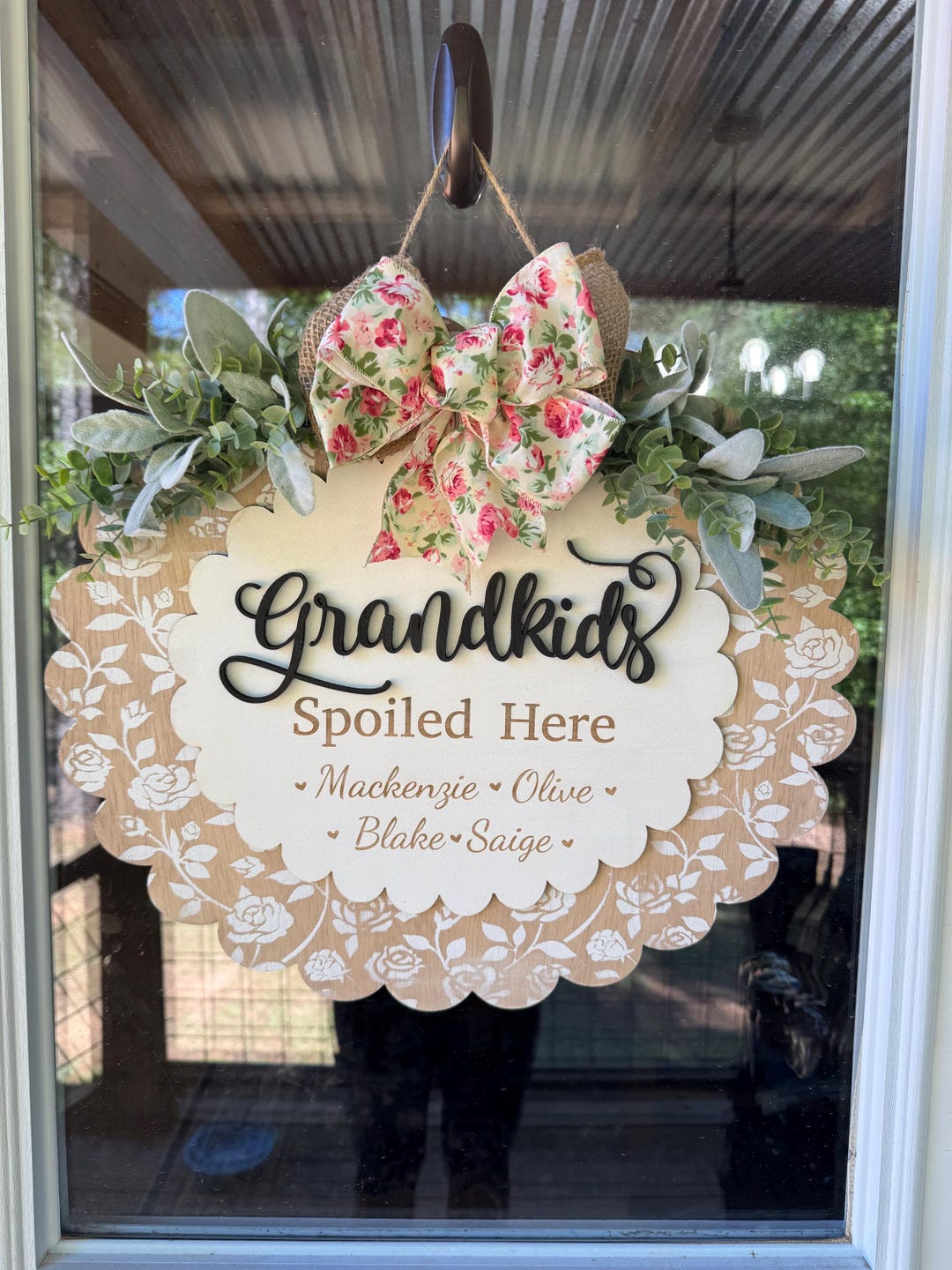 Spolied Door Grandkids Spoiled Here Door Hanger | Floral Door Sign | Mother’s Day ...