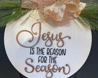 Jesus is the Reason For the Season Door Hanger, Christmas Door Hanger, Christmas Wreath, Christmas Decor