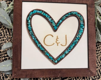 Turquoise Inlay Heart Wall Art | Valentine’s Gift | Western Valentines Decor