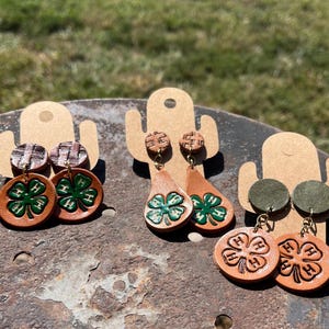 4-H Leather &  tooled earrings- variety of designs