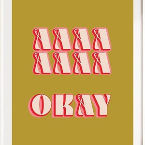 Aaaa Okay Arabic Poster, Arabic Poster Print Download, Museum Poster, Vintage Gallery Wall, Gallery Wall Art, Modern Print, Digital Print