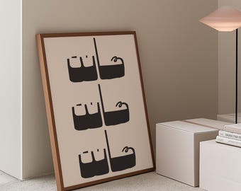 Affiche typographie arabe, art mural arabe minimal, impression calligraphie moderne du Moyen-Orient, art noir neutre, numérique