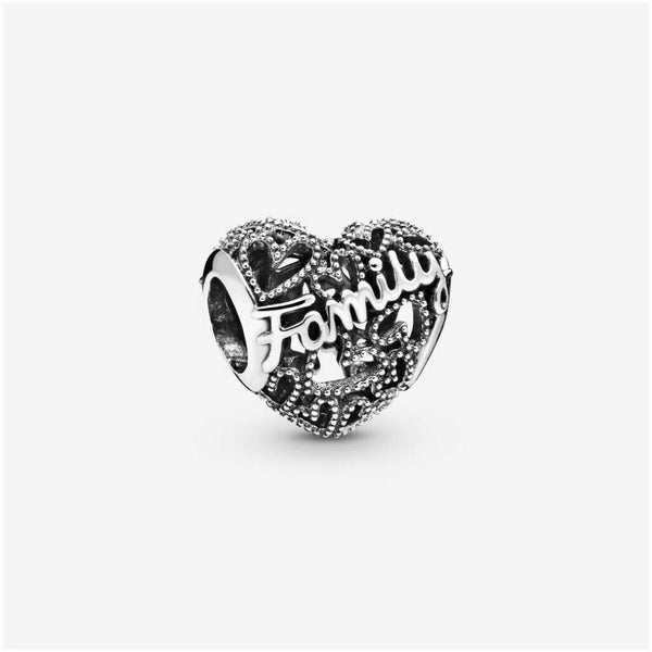 Pandora Sterling Silver Family Heart Charm Dangle S925 ALE Holiday Trip