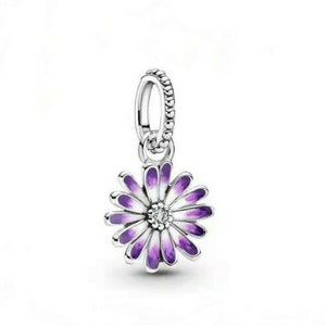 New Pandora S925 ALE "Purple Daisy Charm" Dangle