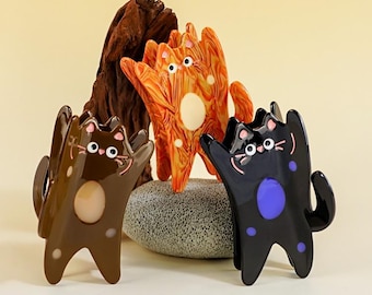 Cat/Kitty hair claw, Medium/Large hair claw, Cute animal acetate hair claw, Gift idea