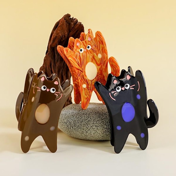 Cat/Kitty hair claw, Medium/Large hair claw, Cute animal acetate hair claw, Gift idea