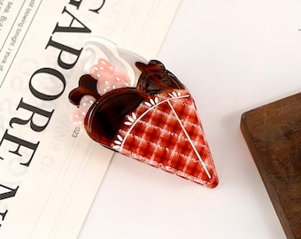 Waffle Cone Ice Cream Acetate Hair Claw