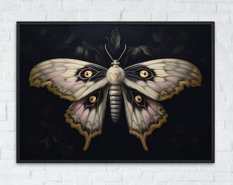 Moody Moth Print | Dark Academia | Butterfly | Dark Cottagecore | Witchy Home Decor | Vintage | Moody Gothic Art | Instant Digital Download