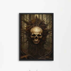 Skull Art | Dark Academia Print | Skeleton | Dark Cottagecore | Witchy Decor & Gifts | Eerie | Moody Gothic Art | Instant Digital Download