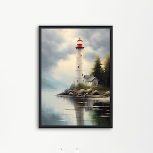 Lighthouse Wall Art | Coastal Artwork | Seaside | Ocean Wall Decor | Modern Decor & Gifts | Zen Art | Landscape | Instant Digital Download