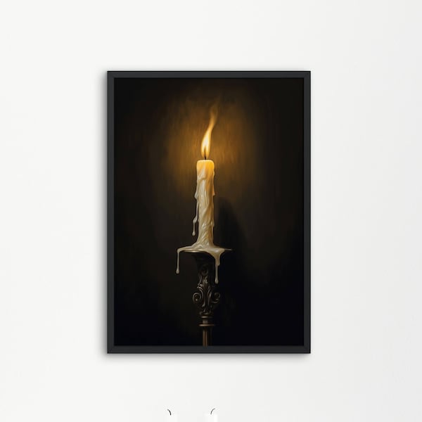 Candle Painting | Dark Academia | Spooky | Dark Cottagecore | Witchy Decor | Eerie | Moody Gothic Art | Victorian | Instant Digital Download