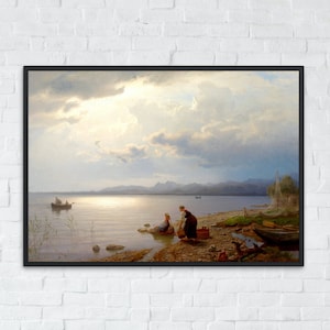 Vintage Landscape Print | Light Academia | Antique Painting | Field Scenery | Lake Landscape Wall Decor | Ocean | Instant Digital Download