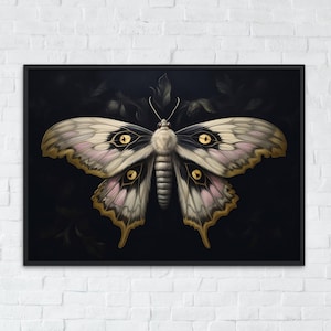 Moody Moth Print | Dark Academia | Butterfly | Dark Cottagecore | Witchy Home Decor | Vintage | Moody Gothic Art | Instant Digital Download
