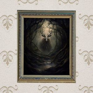Deer Skeleton | Dark Academia | Skull Art | Dark Cottagecore | Witchy Decor Deer Woodland | Eerie | Moody Gothic | Instant Digital Download