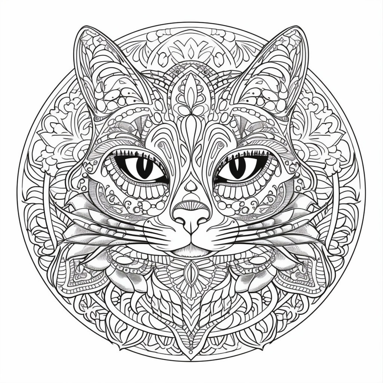 5 Adult Coloring Pages Cats Premium Coloring Page Pack Etsy