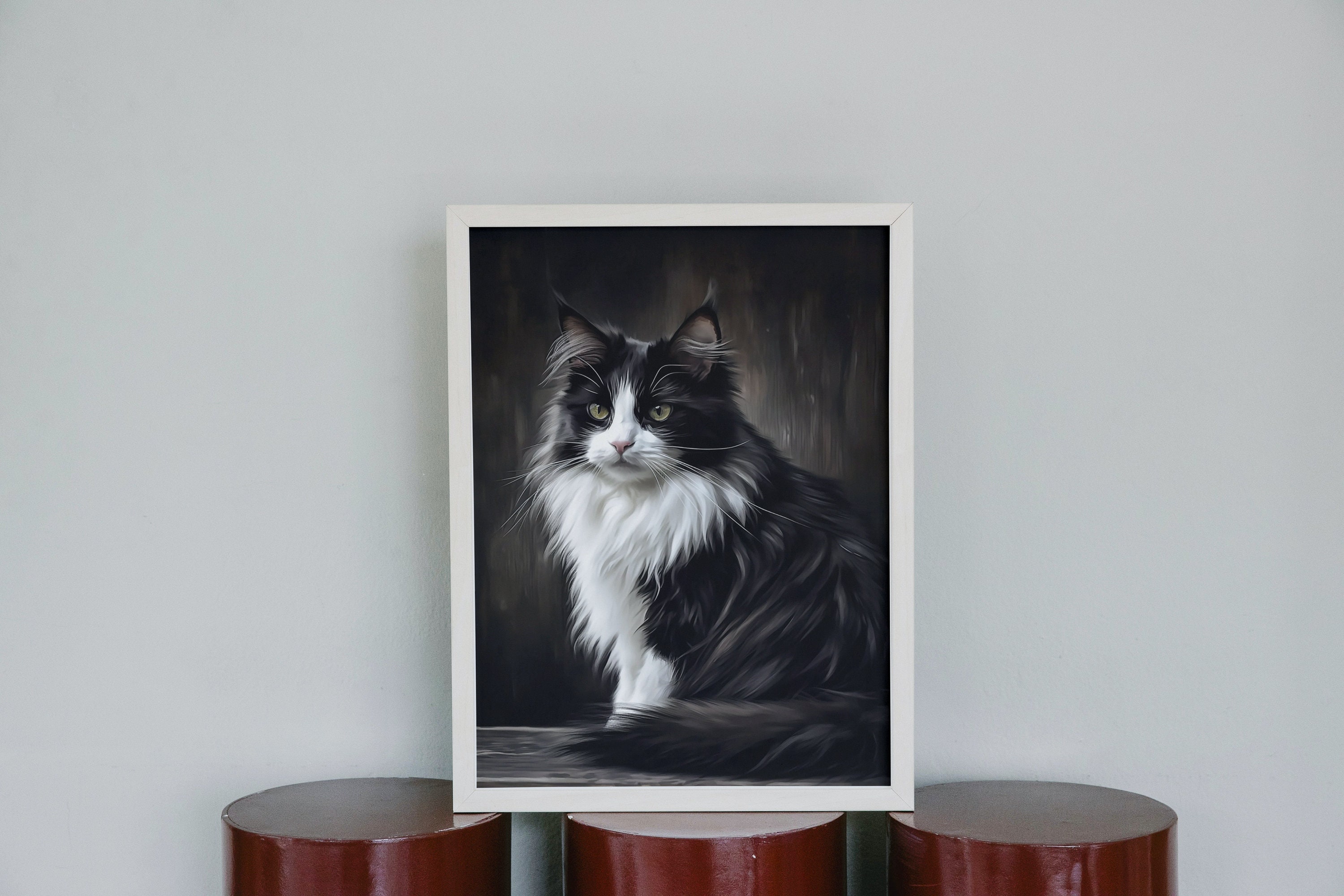 Tuxedo Cat, Black Cat, Cat Art Print, Pretty Cat Painting Gift, Gift ...