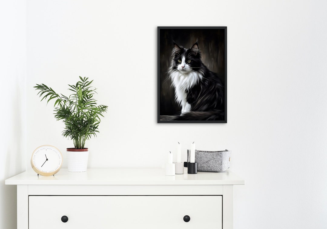 Tuxedo Cat, Black Cat, Cat Art Print, Pretty Cat Painting Gift, Gift ...
