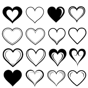 Heart PNG Bundle, Heart Outline, Heart Cut Files, Heart Clipart, Valentine, Commercial Use, Instant Digital Download, Love PNG, Heart Shape
