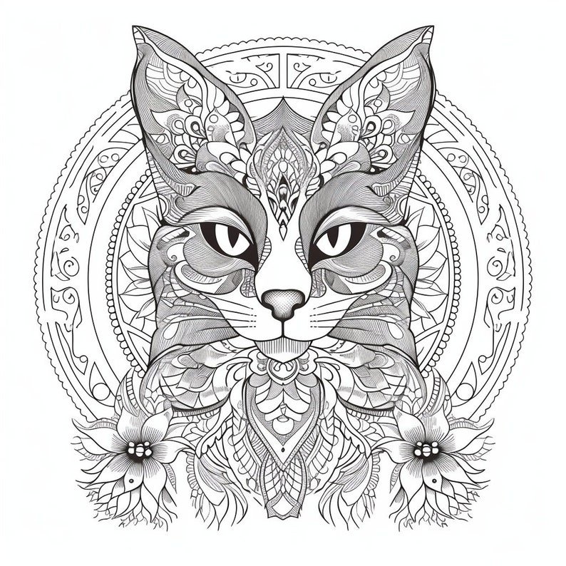 5 Adult Coloring Pages Cats Premium Coloring Page Pack - Etsy