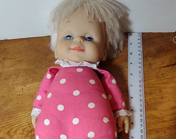 Vintage Mattel Drowsy Doll 1964 14 Pink Baby Polka Dots Talks and Laughs When Squeezed Etsy