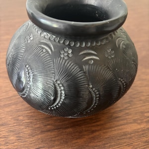 Mexican Oaxaca Black Clay Pottery Bowl