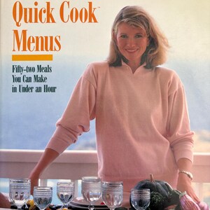 Menus de cozimento rápido Martha Stewart vintage dos anos 80 com sobrecapa