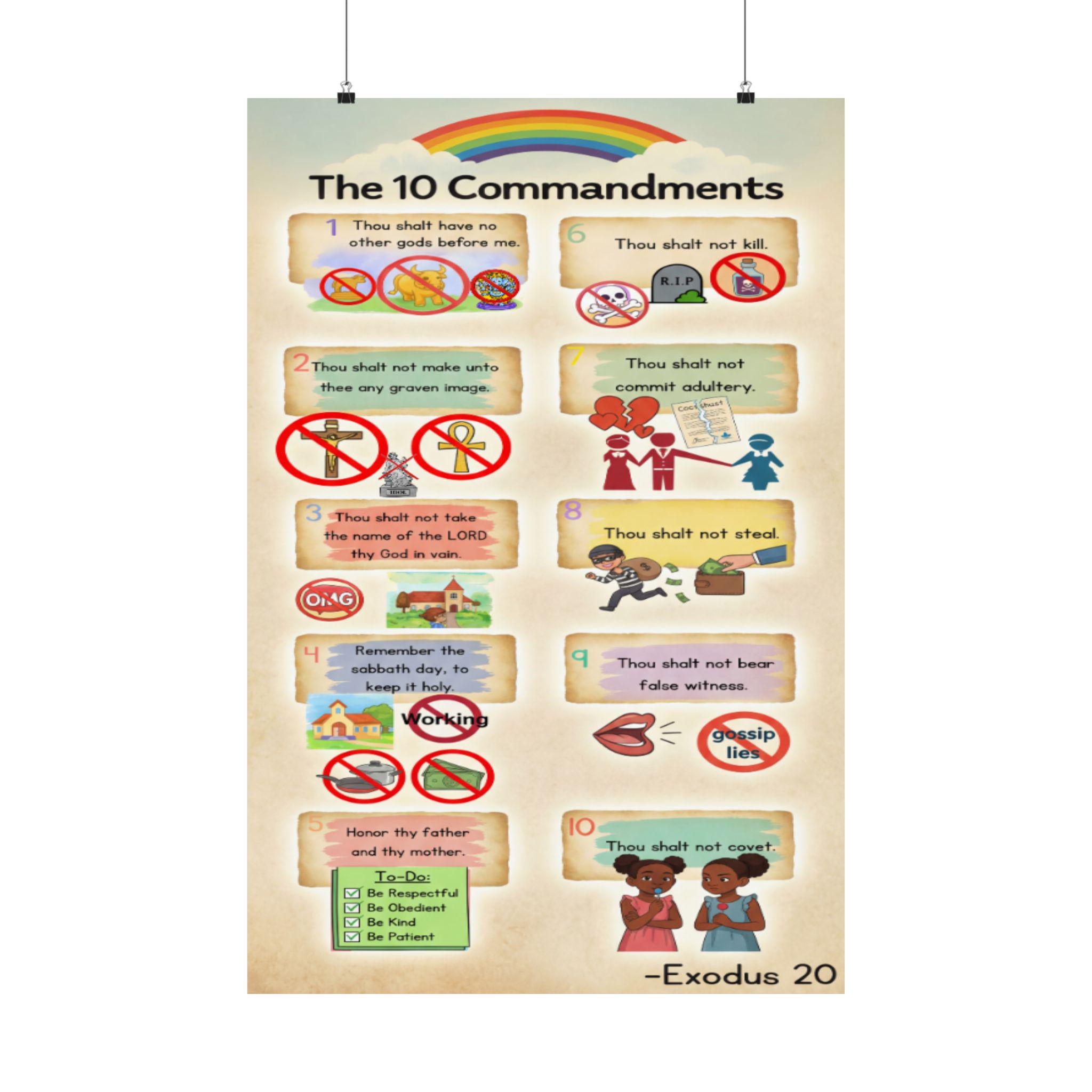 Vertical Commandments Explained The 10 Commandments Matte Vertical Poster | Religious Scripture Wall ...
