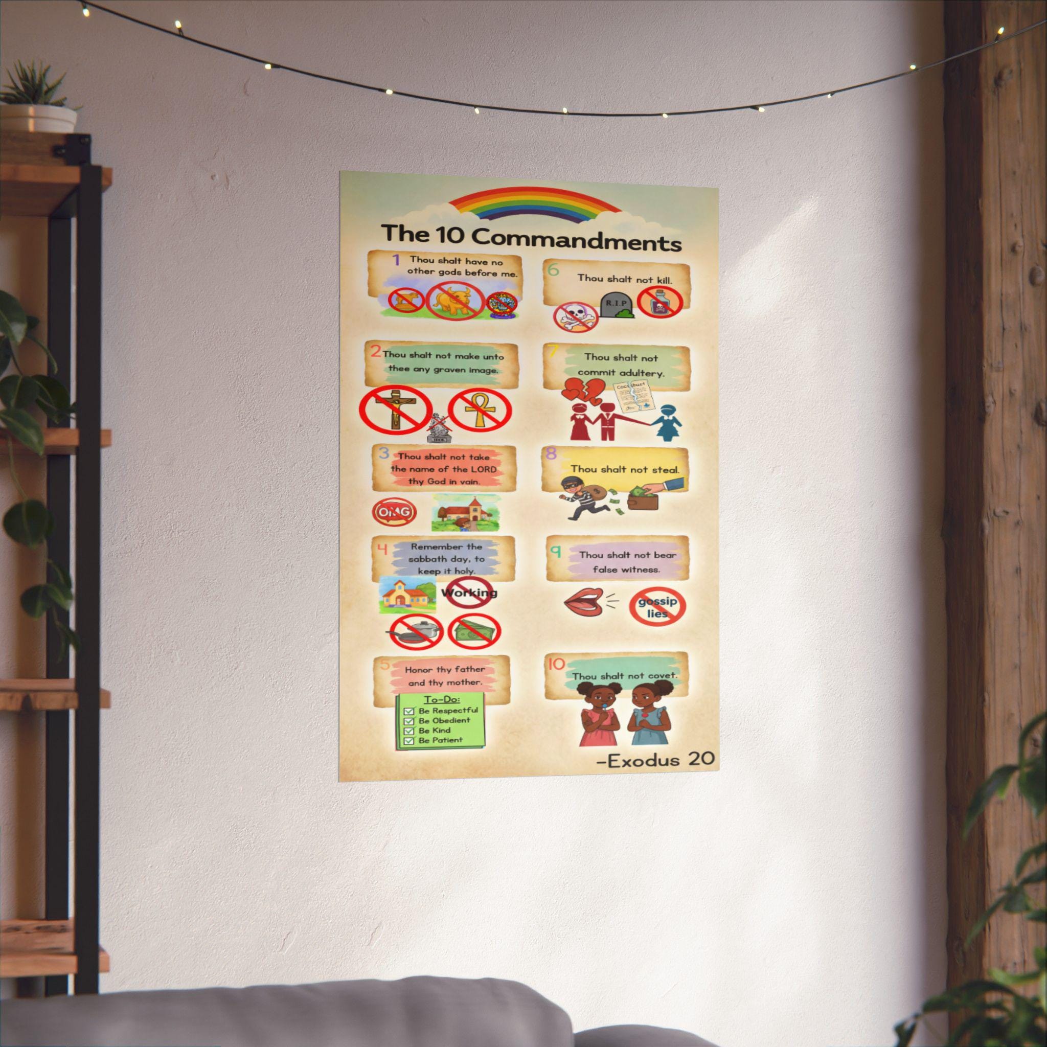 Vertical Commandments Explained The 10 Commandments Matte Vertical Poster | Religious Scripture Wall ...