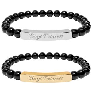 Benji Princess Natural Stone Bracelet | Engraved Bar, 12 Tribes Jewelry