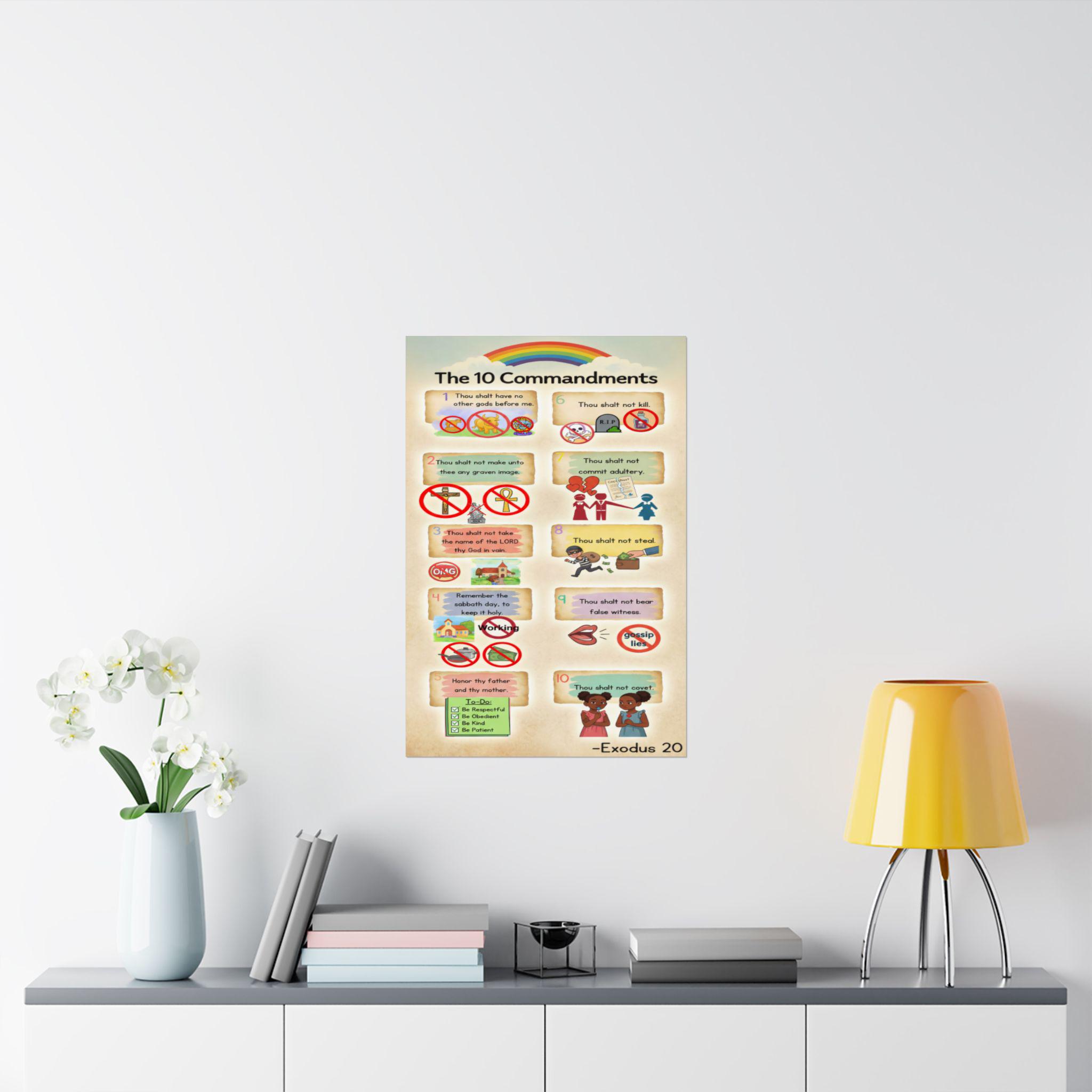 Vertical Commandments Explained The 10 Commandments Matte Vertical Poster | Religious Scripture Wall ...