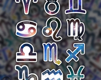 Zodiac Starry Astrology Stickers - Glossy Vinyl Sticker, Constellation, Galaxy, Birthday, Anniversary, Waterproof, Scratch Resistant Sticker