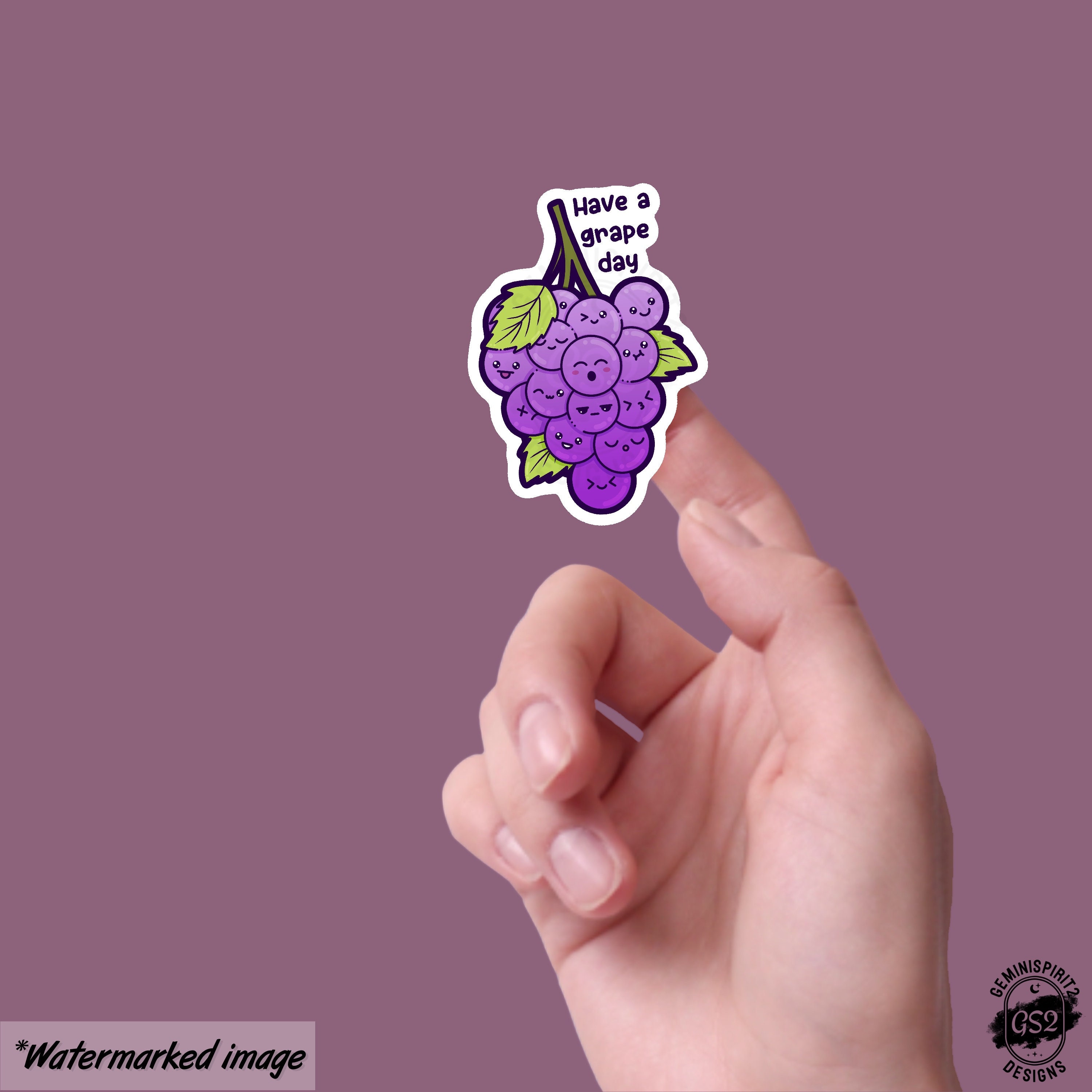 Have a Grape Day Sticker - Glossy and Sparkle Holographic Waterproof ...