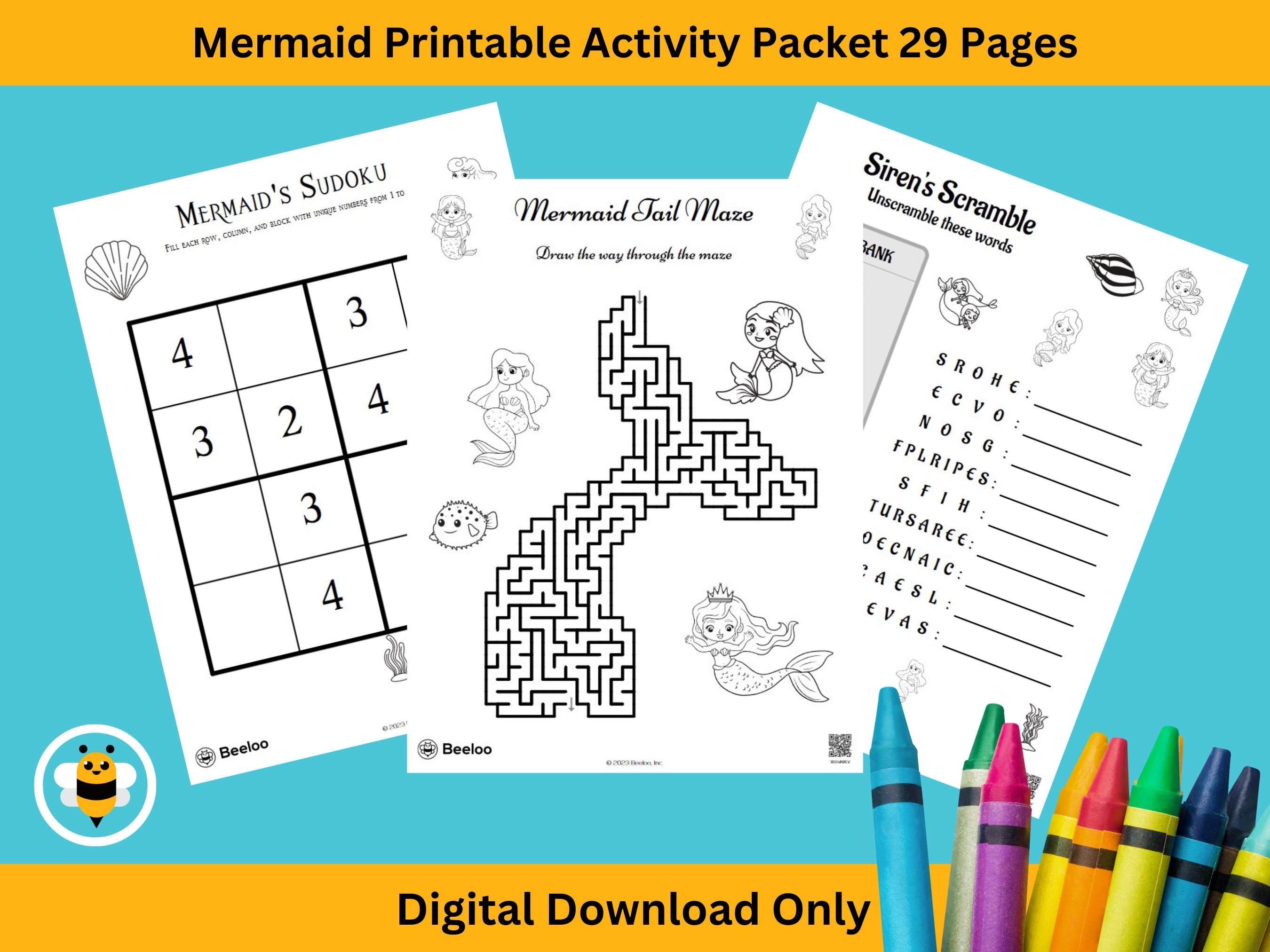 Mermaid Word Scramble Mermaid Party Game Tween Girls, 43% OFF