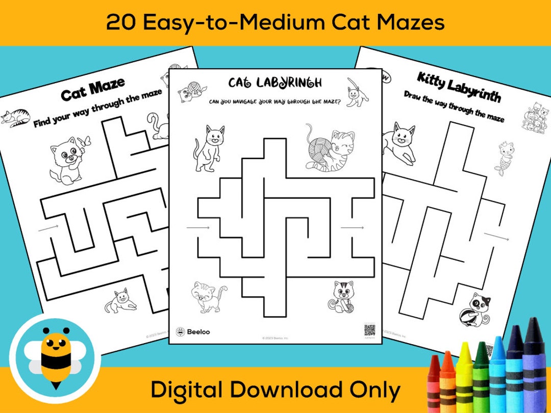20 Easy-to-medium Cat Mazes - Etsy