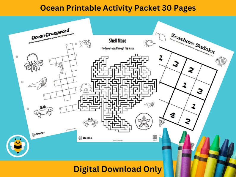 Ocean Printable Activity Packet for Kids Ages 5-8 - Etsy