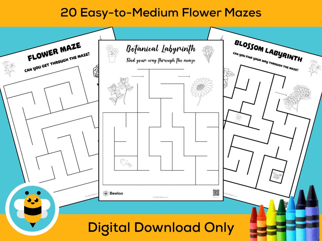 20 Easytomedium Flower Mazes Etsy