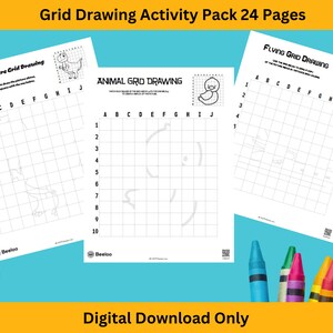 Grid Drawing Printable Activity Pack for Kids Ages 7-9 - Etsy