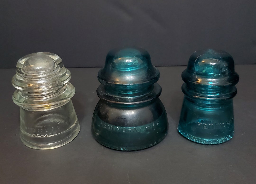 Hemingray Glass Insulator Set of 3. Vintage Glass Insulators. Hemingray