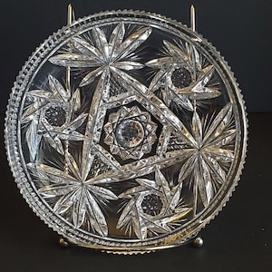 American Brilliant Period Cut Glass Relish Dish with Pinwheel Pattern