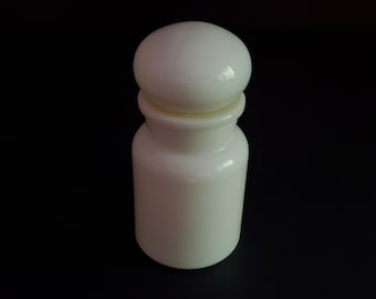 Belgium Milk Glass Apothecary Jar. Vintage Milk Glass Spice Jar.
