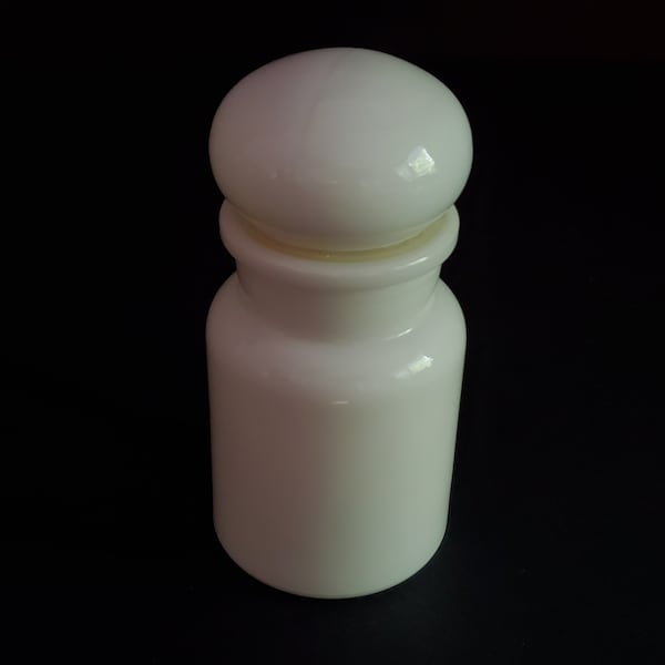 Belgium Milk Glass Apothecary Jar. Vintage Milk Glass Spice Jar.