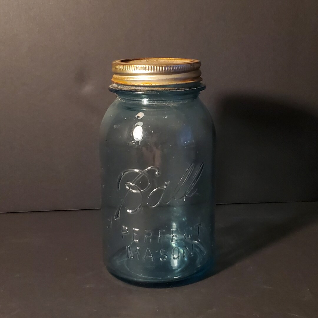 Antique 19231933 Ball Canning Jar With Vintage Ball Canning Lid. Perfect Mason. Aqua. Etsy