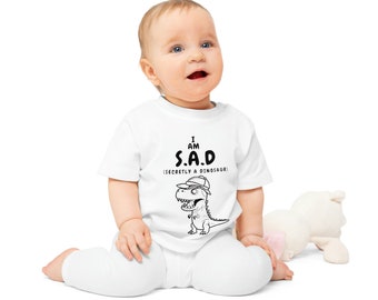 Camiseta de dinosaurio bebé, estoy triste, divertida camiseta de algodón orgánico