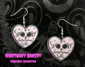Spooky Gal Earrings, Spooky Gal, Heart Earrings, Heart Charm, Halloween, Halloween Earrings, Spooky Earrings