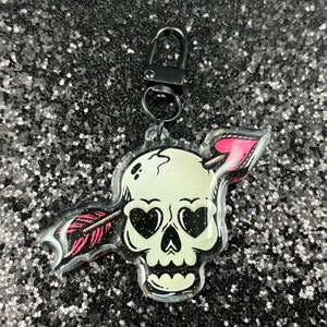 Love, Skull Keychain, Goth Keychain, Acrylic Skull, Valentines Day Gift, Happy Valentines, Skull Charm, Love Charm, Halloween Keychain