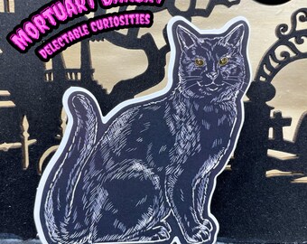 Katze, Katzenaufkleber, schwarze Katze Aufkleber, schwarze Katze, Aufkleber, Katzenaufkleber, Katzenliebhaber, Katzenlady, süßes Cate, Katzenillustration, Halloween Aufkleber
