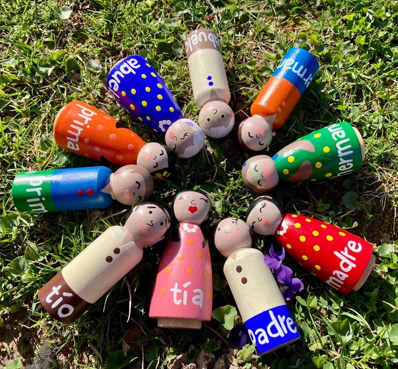 Bilingual Peg Doll Family SPANISH Etsy